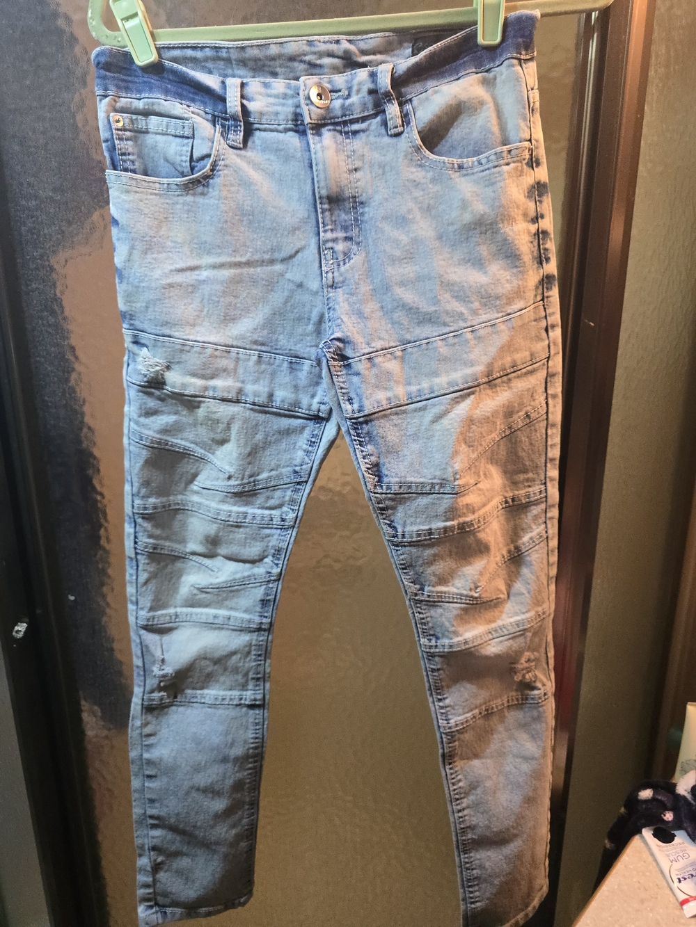South Pole Men's Light Blue Slim Biker Jeans